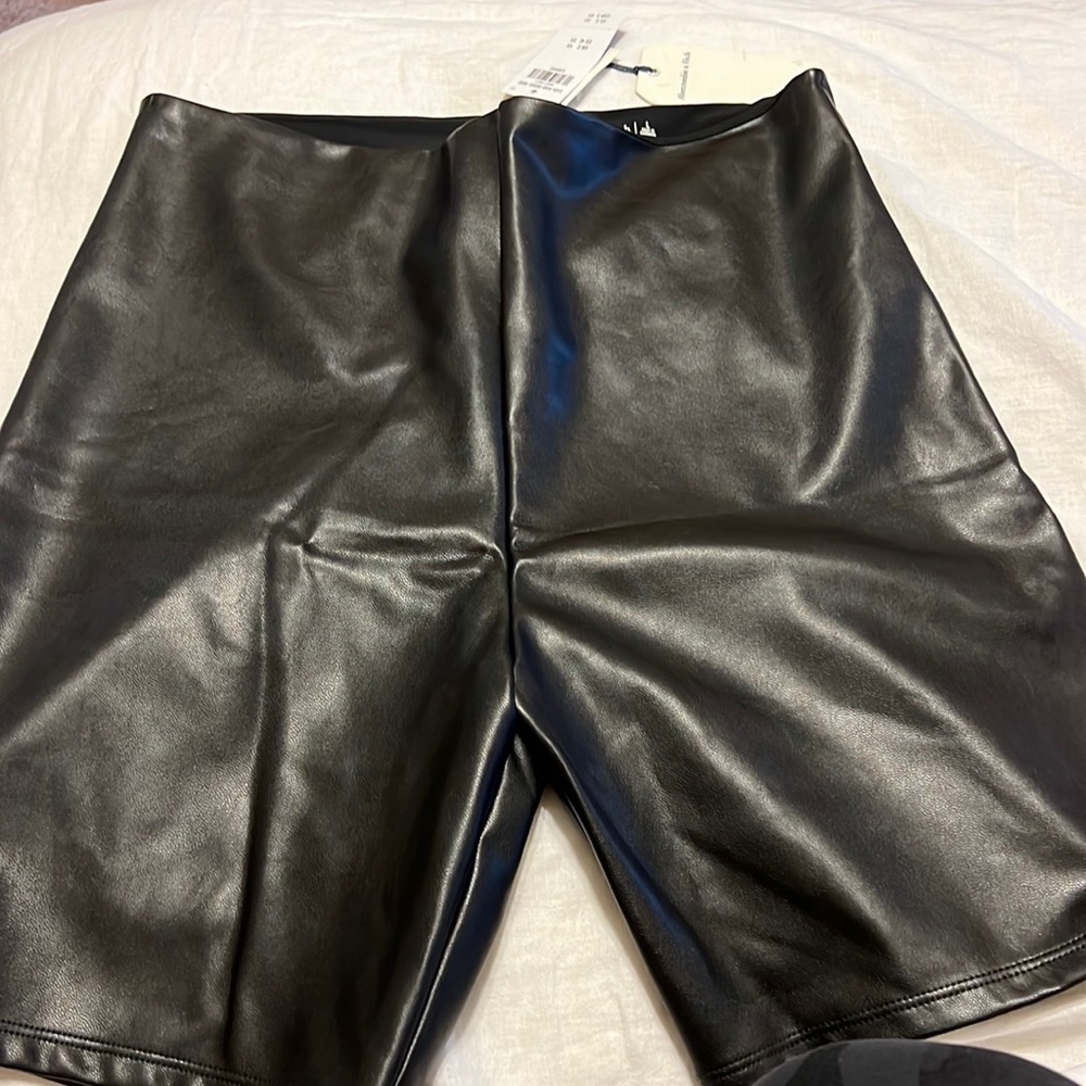 Vegan leather biker shorts